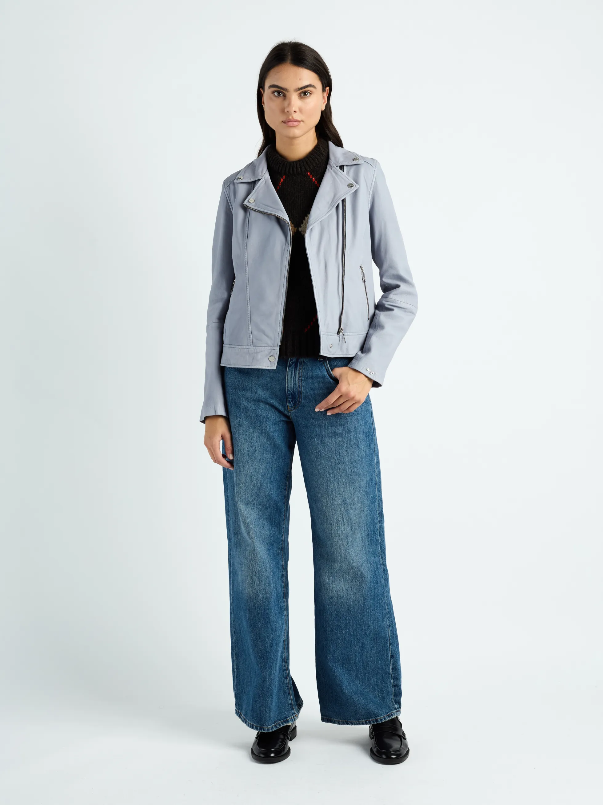 Leder Bikerjacke 42023069