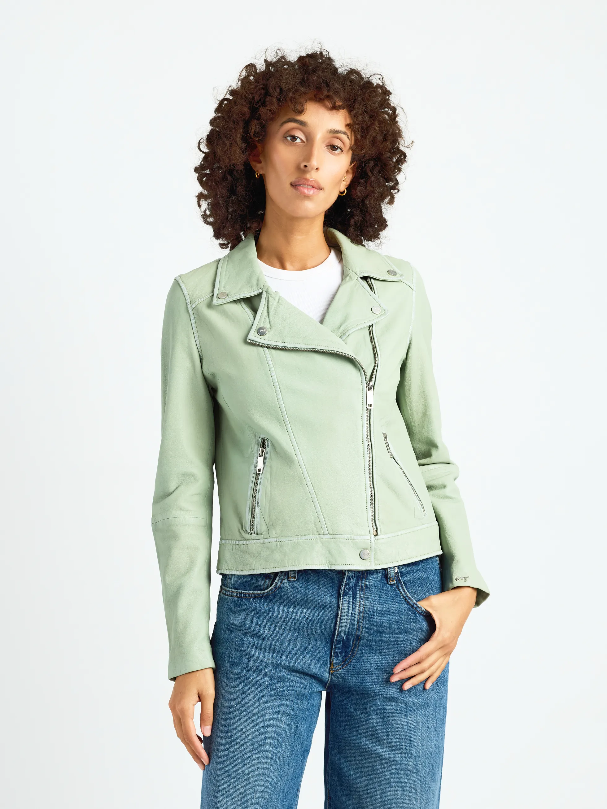 Leder Bikerjacke 42023069