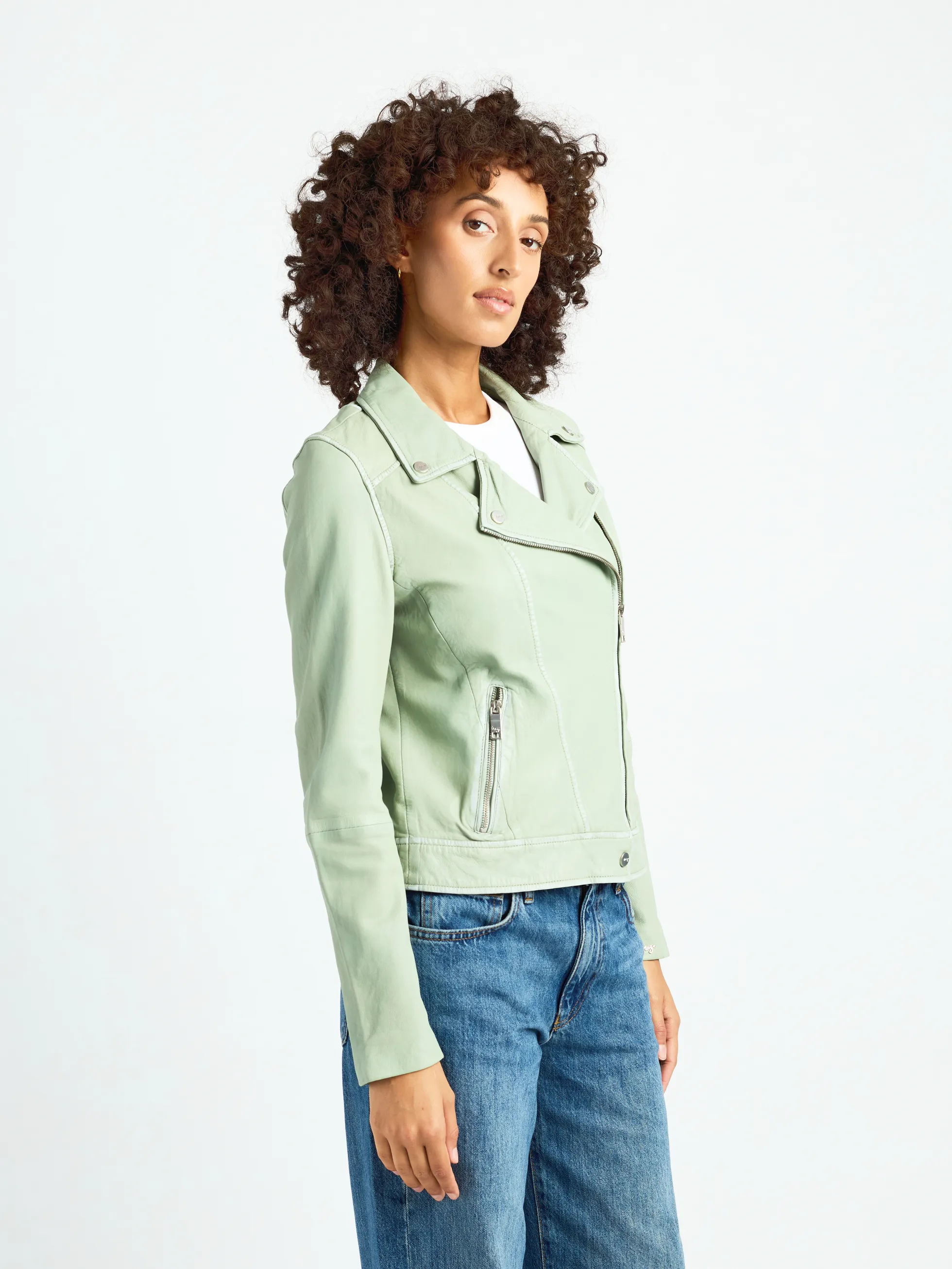 Leder Bikerjacke 42023069