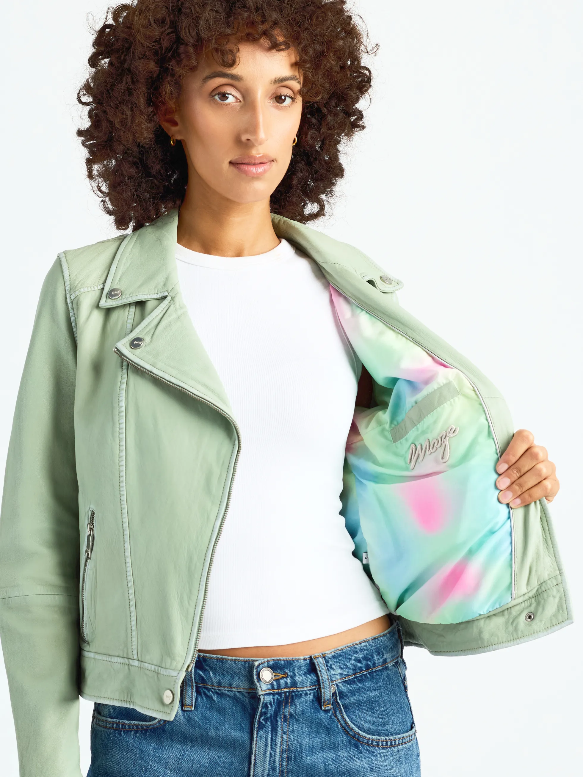 Leder Bikerjacke 42023069