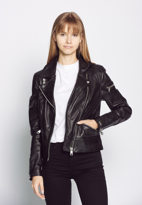 Lederjacke mit Hemdkragen 42020126B